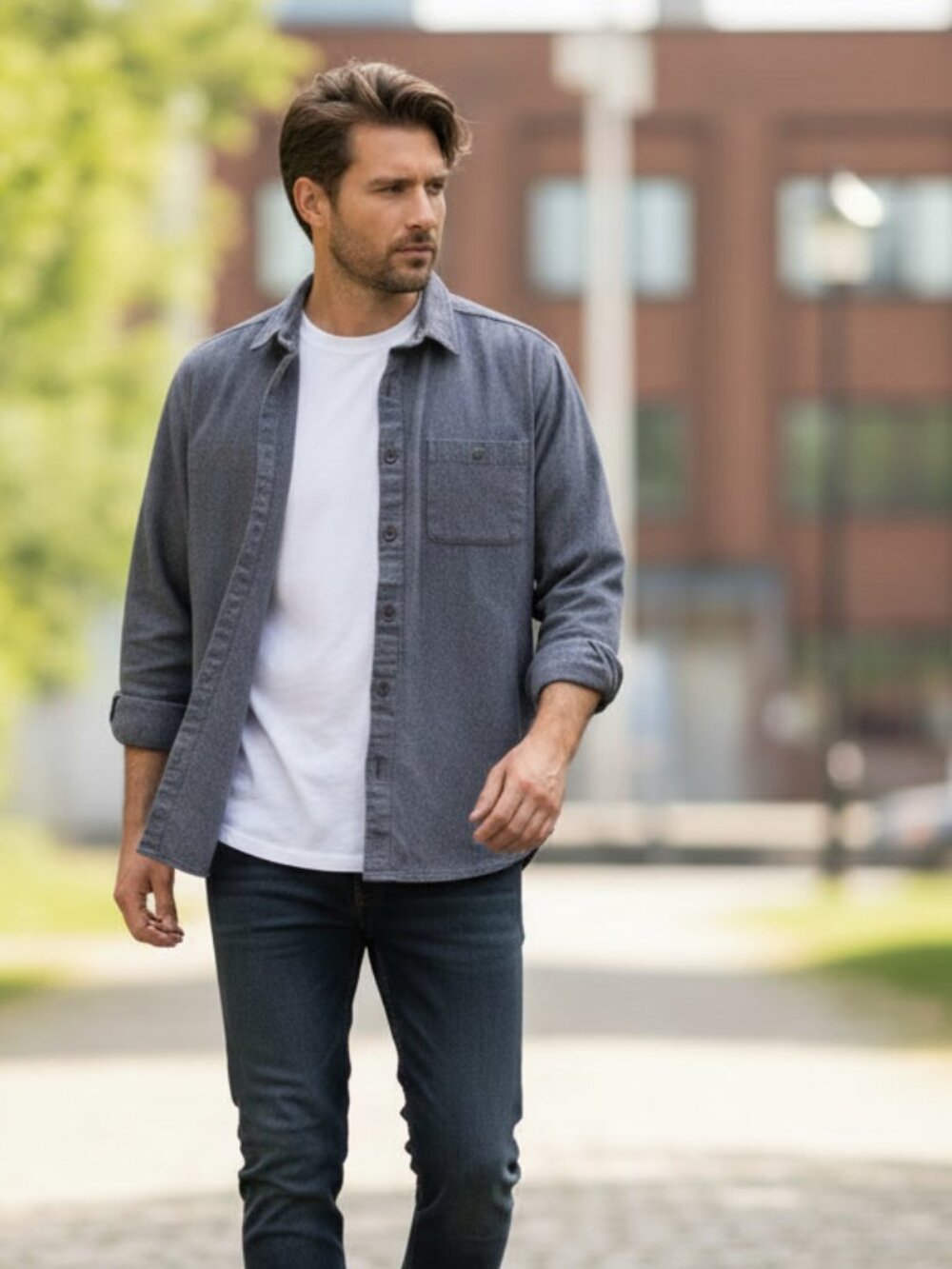 Columbia Gray Tweed Texture Button Up Shirt